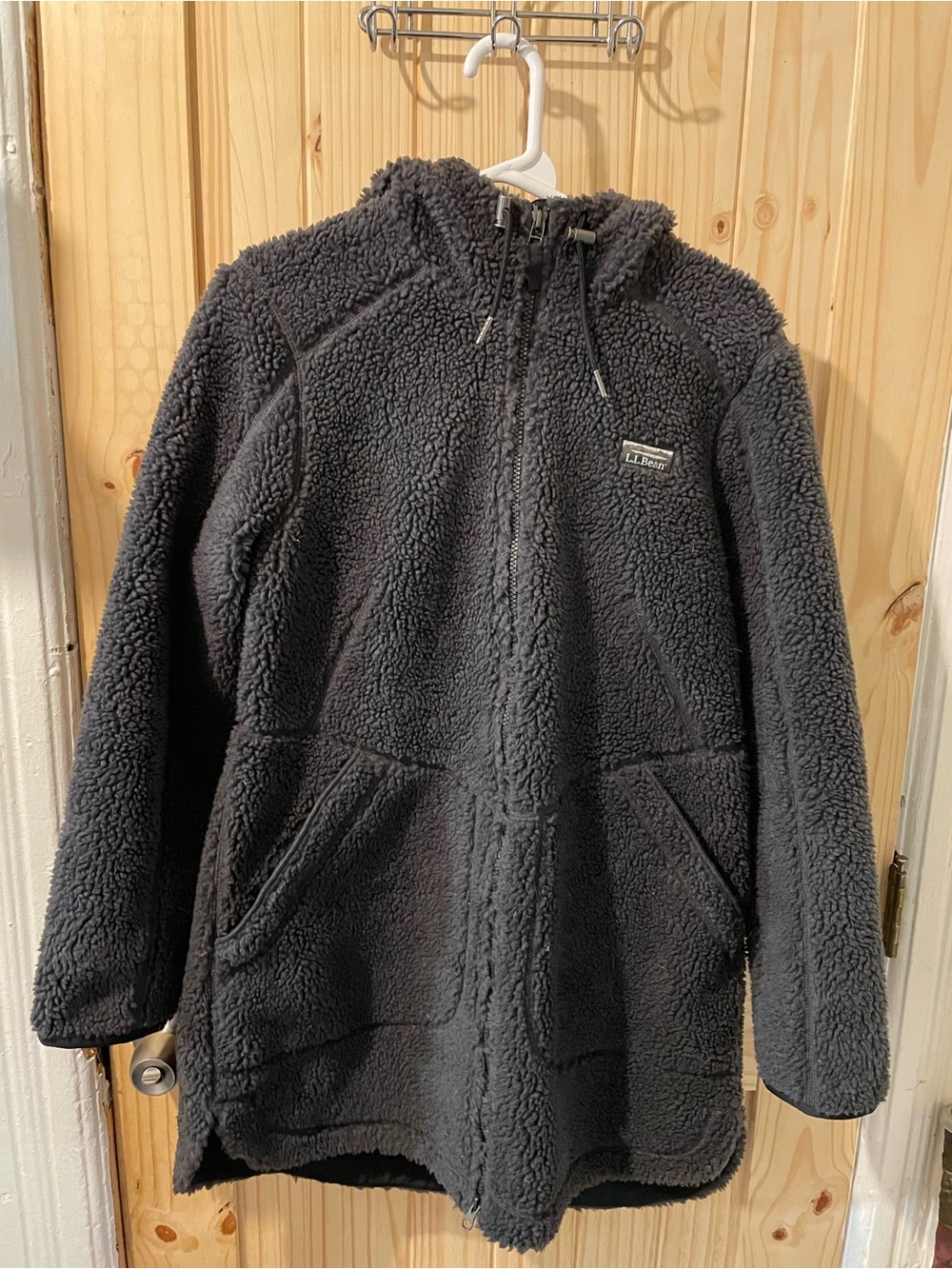 L.L. Bean Charcoal Gray Sherpa Puffer Jacket with Hood